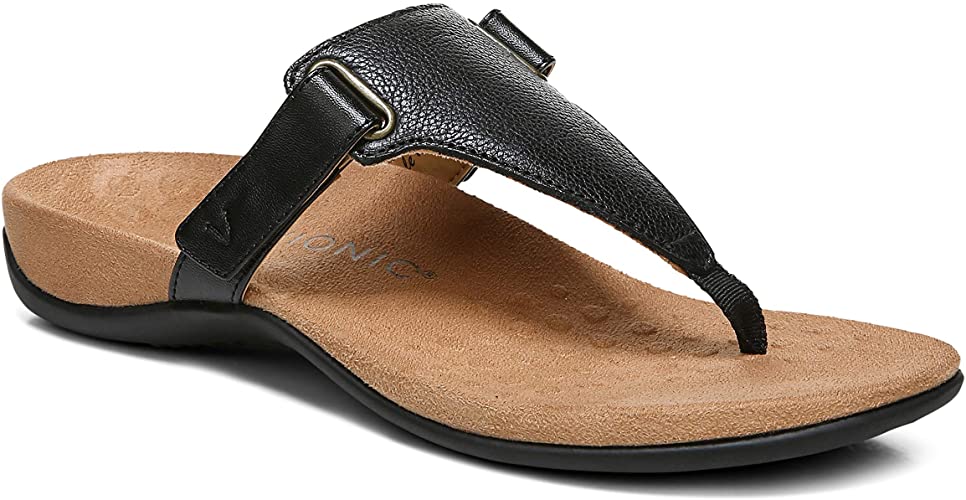 Lady's Women Flip Flop Leather Slippers Orthopedic Insole Shoes Sandals L Brown