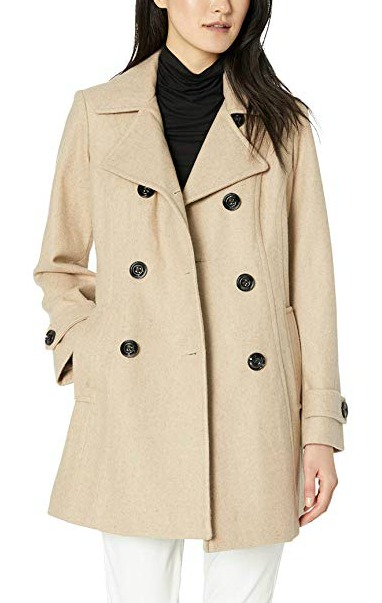 anne klein women's classic double breasted coat