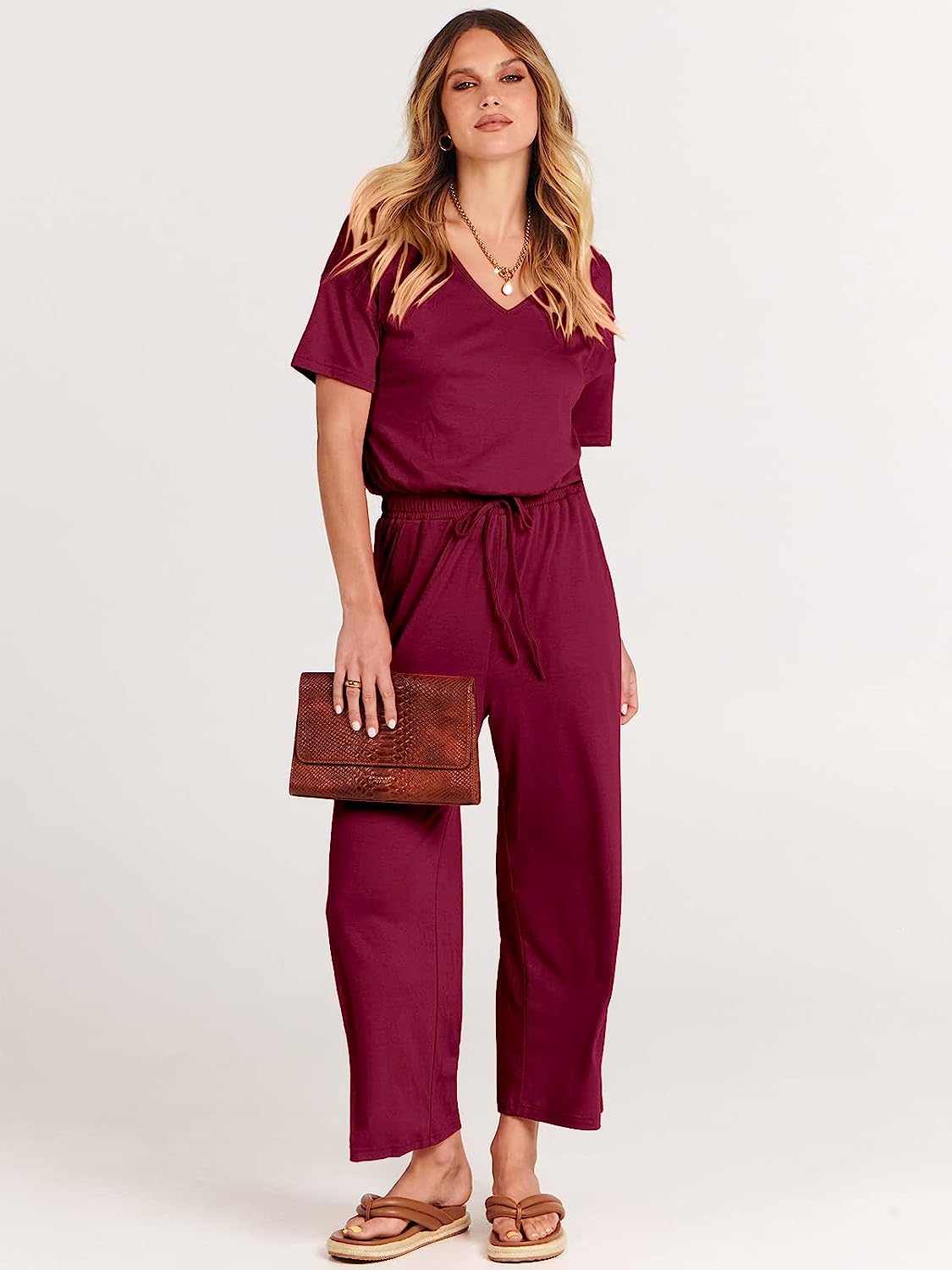 Daytrip Pieced Maxi Romper - Women's Rompers/Jumpsuits in Burgundy