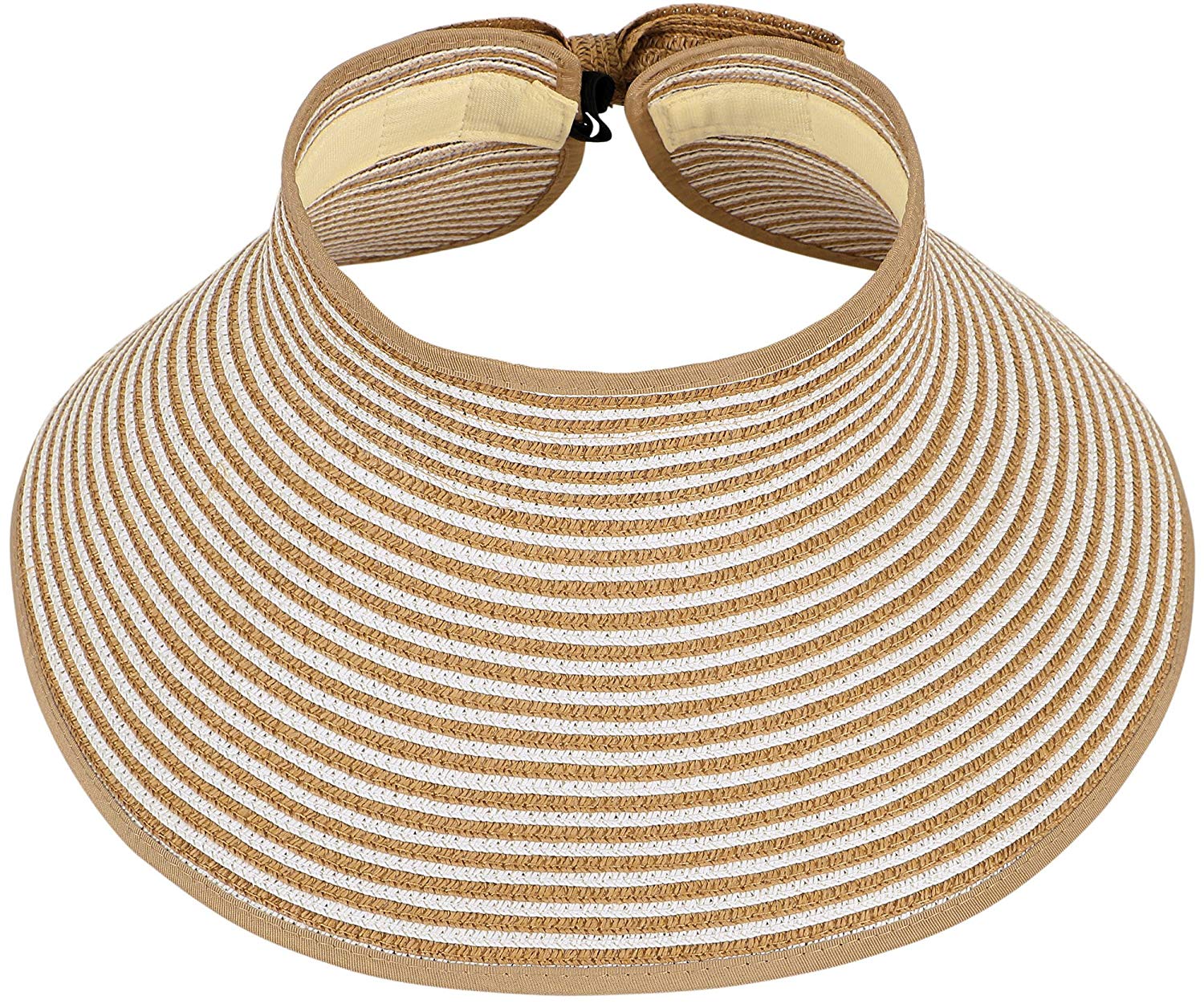 ZHOUBA Womens Summer Wide Brim Roll Up Foldable Sun Beach Straw Braid Visor Sun Hat 
