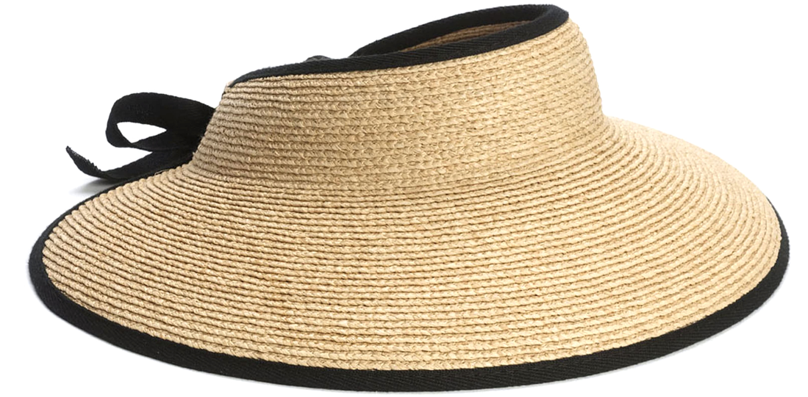 Beach Sun Hat Lafite Visor Hat Lace Bow Empty Top Hat Travel Hat Collapsible Wide Wing Large Cap Color : Black, Size : 57-60CM 
