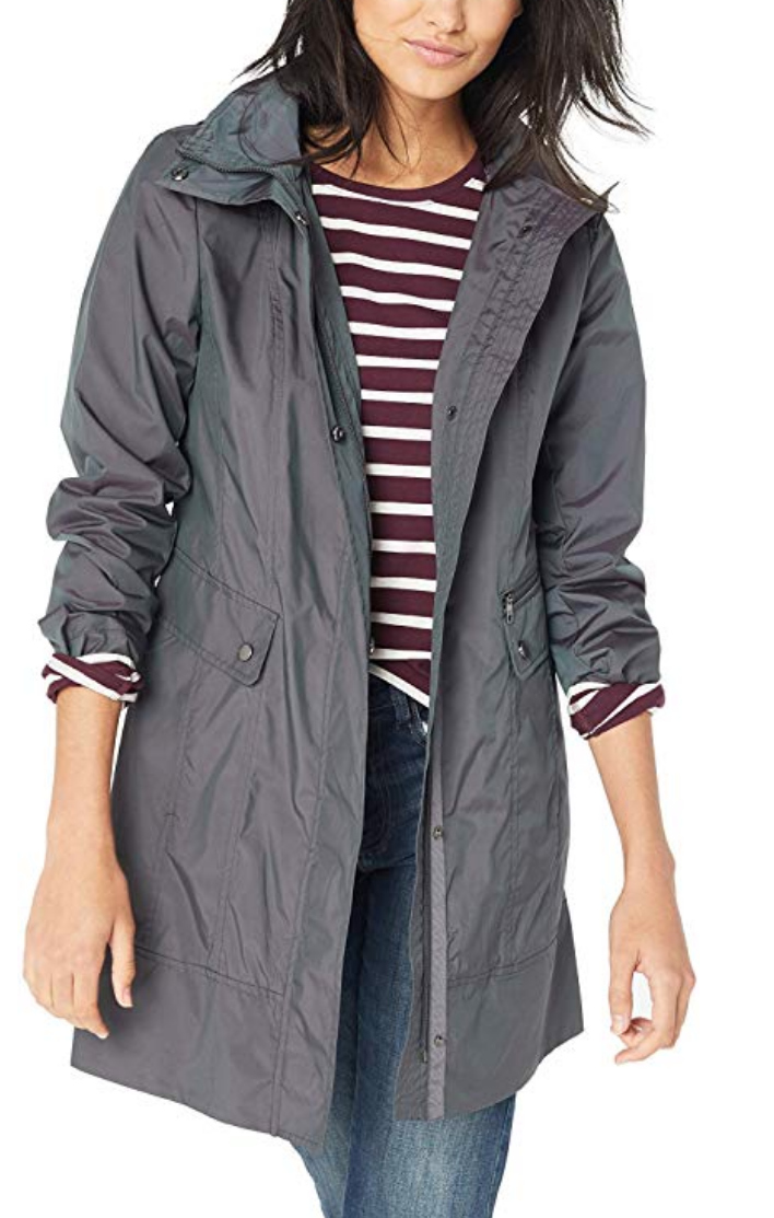 Lady's Jacket Lightweight Waterproof Rain Packable Hooded Raincoat Hiking Autumn