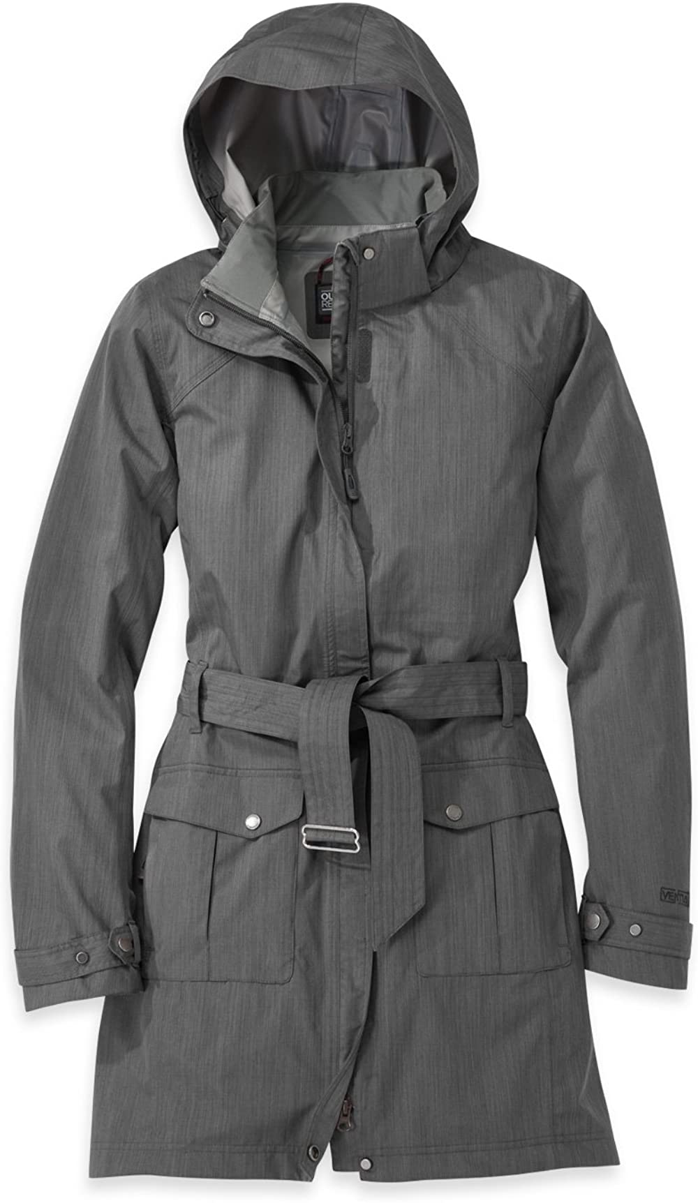 Winwinus Women Pure Color Zipper Closure Hooded Waterproof Raincoat 