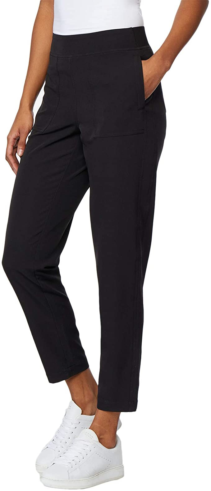 Navy cropped trousers with intricate pattern