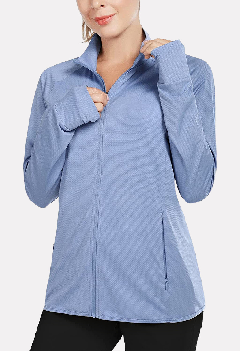 BALEAF Women's Zip Up Sweatshirts Fleece Lined Collar Crop Jackets Casual  Cotton Long Sleeve Tops with Thumb Hole Fall Winter Light Grey XS at   Women's Coats Shop
