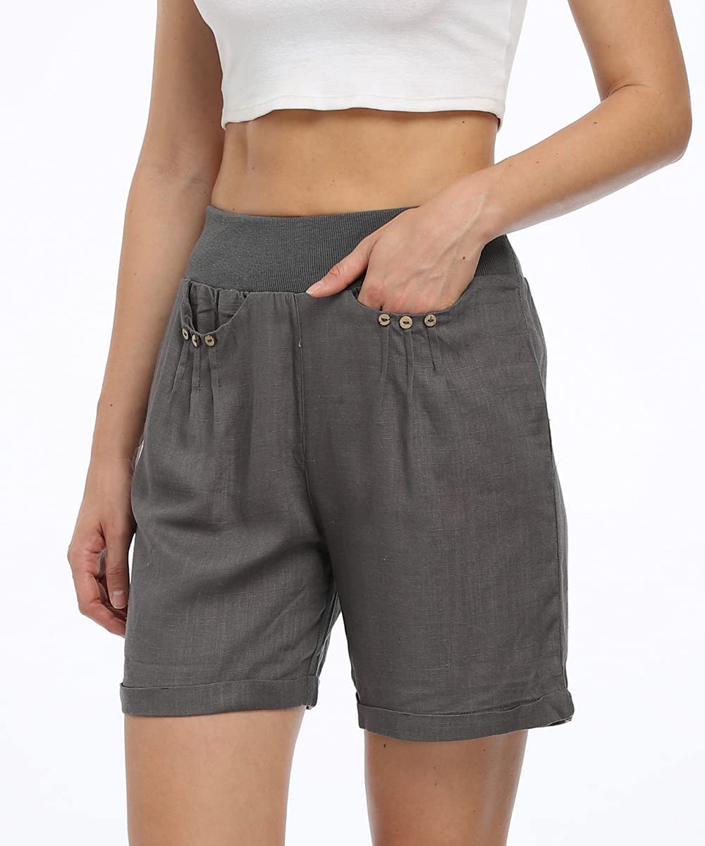 Elastic Waist Ladies Knee Length Shorts Size 18 Women's Casual