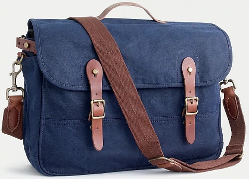 Unisex Vintage Large Canvas Messenger Bag School Shoulder Crossbody Bag Leather Trim Blue