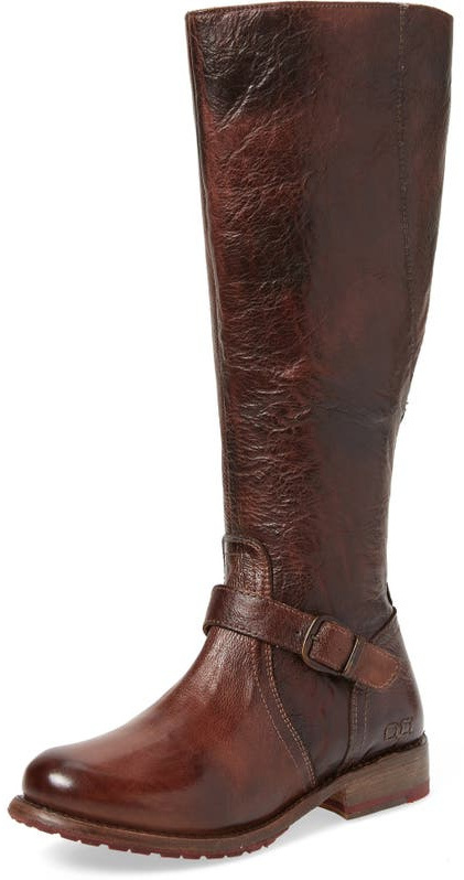 Dainzuy Womens Wide Calf Knee High Boots Retro Leather Classic Round Toe Low Heel Riding Boots with Zipper Buckle 