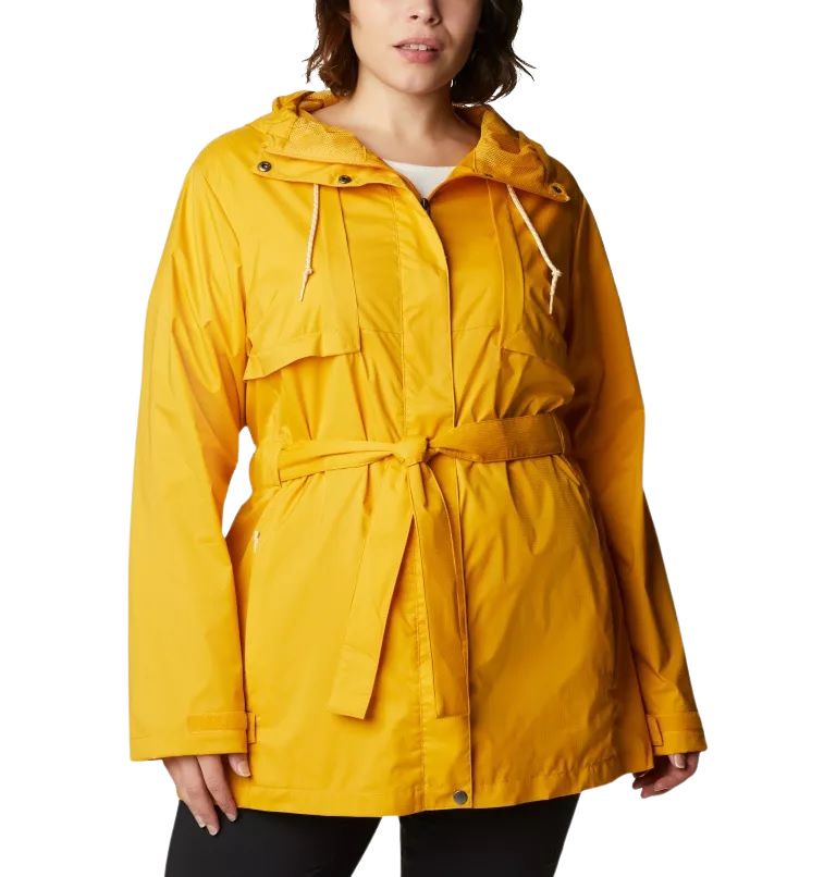 Yvelands Womens Raincoat Waterproof Windproof Hooded Rain Jacket Long Sleeve Zip Drawsting Ladies Winter Outdoor Windbreaker Jacket Coat Outwear Plus Size 