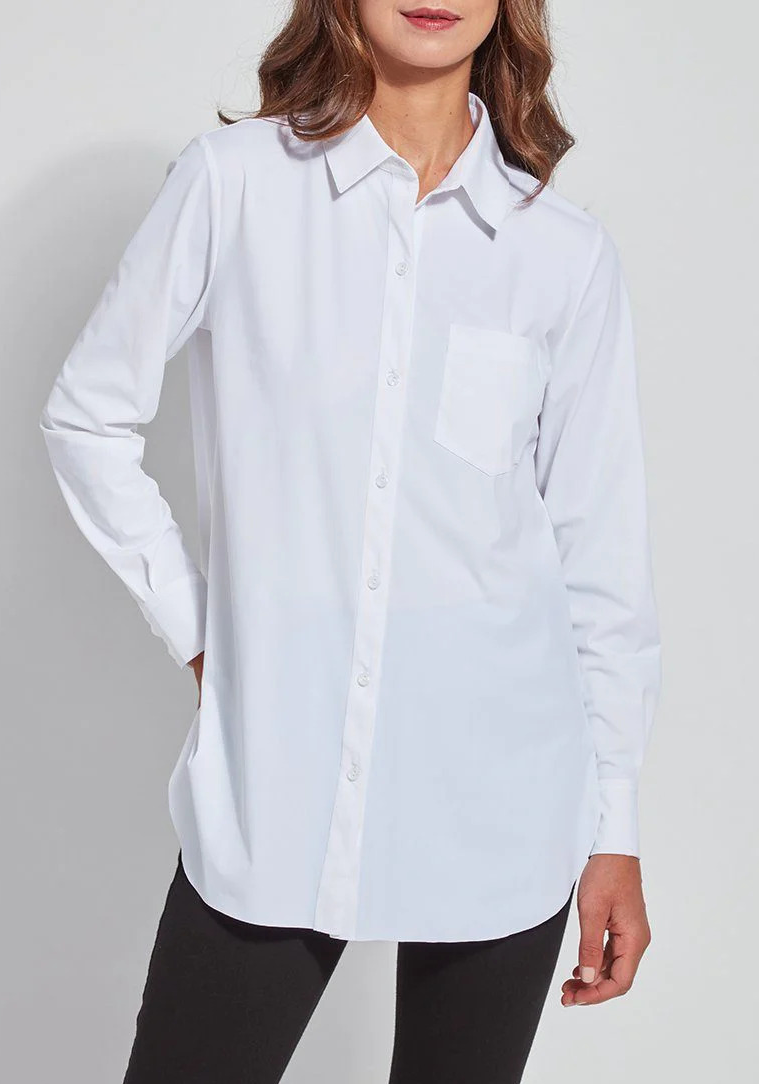 J.Jill White Shirt Collection Tunic Top Size Large Cotton Blend