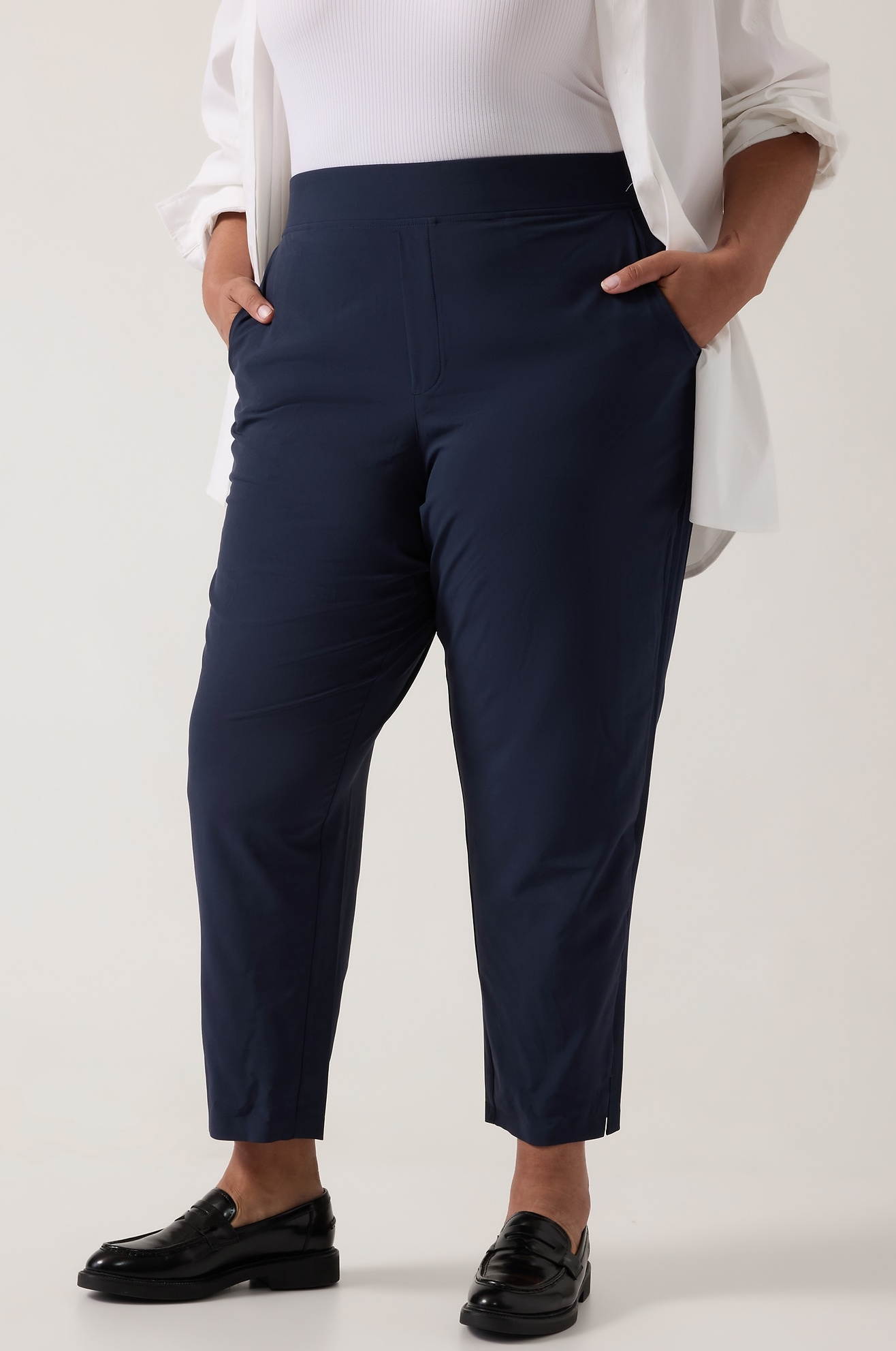 Wrinkle-Free Stretch Dress Pants Plus Size For Women Pull-on Pant Ease Into  Comfort Office Pant Bule XL